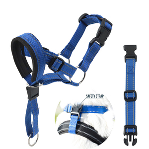 Correa de perro de nailon reflectante ajustable, <span class=keywords><strong>Collar</strong></span> acolchado de neopreno para mascotas, cabeza de perro de liberación rápida de cuero, accesorio para cuello Halter - Product Image 3