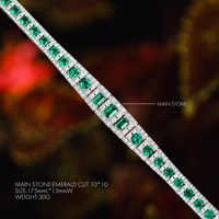 Gelang Zamrud Hijau Cerah Bersertifikat GRC Aimgal Luxury, Berlian Karbon Tinggi, Perak 925 Berlapis Emas 18K, Perhiasan Mewah