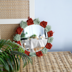 Espejo de pared de macramé de algodón hecho a mano con flecos bohemios arte bohemio decorativo <span class=keywords><strong>Aina</strong></span> para espejo de maquillaje - Product Image 4