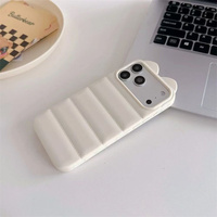 Coque de téléphone portable en TPU souple à oreilles de chat de dessin animé couleur unie pour iPhone 17 Pro Max 16 15 14 13 12 11