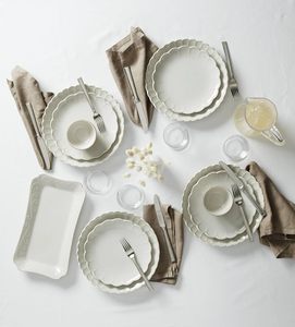 Vajilla de Porcelana Blanca con Relieve de Concha, Ecológica, Moderna y de Lujo, Juego de Platos para Bodas - Product Image 4