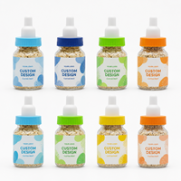 Nouveaux pots en plastique transparent de 3,5 g et 7 g avec étiquette pour l'emballage des herbes et des fleurs, bonbons gélifiés pour bébés, bonbons en forme de biberon, bonbons en forme de gobelet