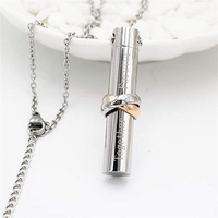Collier urne commémorative en acier inoxydable pour enfants, motif Orthodoxe 'Ensemble pour Toujours', pour cendres, écologique, durable, hermétique, parfumé