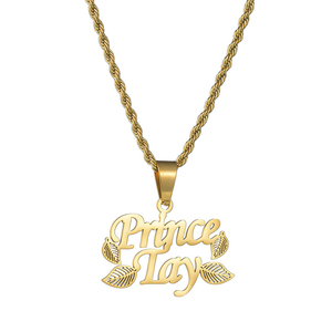 Collier personnalisé personnalisé à 2 noms Collier créatif découpe de feuilles Pendentif lettre Collier en acier inoxydable pour femmes hommes Uionen 2086 - Product Image 5