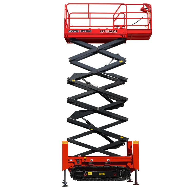 8M 10m max Lift 16M điện di động theo dõi Scissor Lift tự hành Nâng Thủy Lực giàn giáo nền tảng cho địa hình gồ ghề