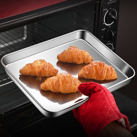 Plat à pâtisserie et plateau de service rectangulaires en acier inoxydable pour four de boulangerie, biscuits et barbecue, compatibles lave-vaisselle