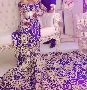 2019 élégant Dubaï marocain caftan étage longueur robe avec lourd Zardozi travail indien et pakistanais vêtements pour les mariages - Product Image 2