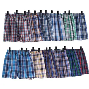Großhandel auf Lager Qualität Herren Unterwäsche Baumwolle Plaid Boxer Slips Big Size Pyjamas Home Wear Shorts