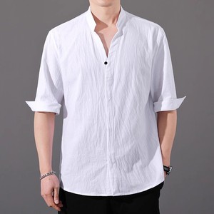 Men's Plus Size Extra Large Vintage Three Quarter Sleeve Cotton Blend Casual Shirts Summer Loose Durable - Product Image 2