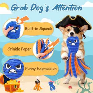 Laranja Azul Poliéster Personalizado Interactive <span class=keywords><strong>Dog</strong></span> Squeaky Plush Polvo Chew Brinquedos Luxo - Product Image 6