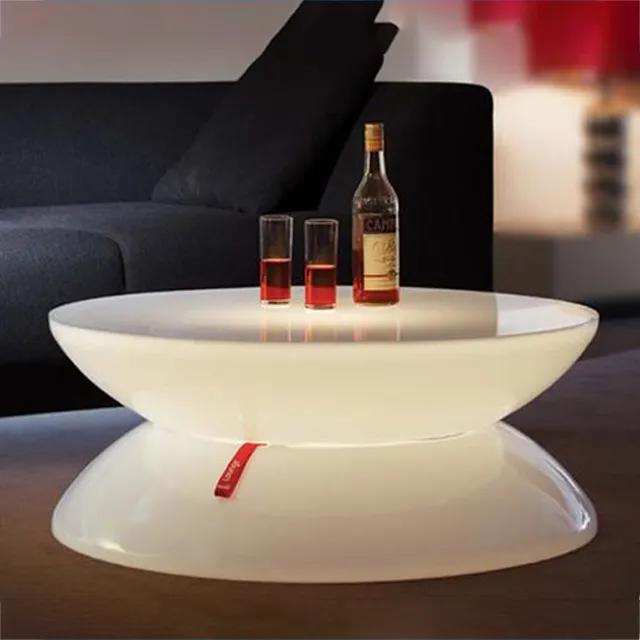 Runder LED-Licht LLDPE Leuchtender Cocktail tisch Steht ische Bar möbel Tisch für Party-Café