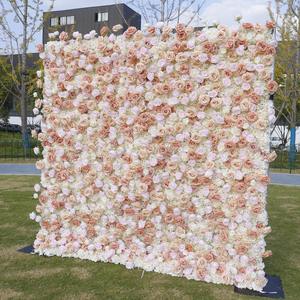 Anti Dust Coating Surface Treatment <b>Artificial</b> Floral Wall Panel Space Saving Roll Up Wedding Reception Decor - Product Image 4