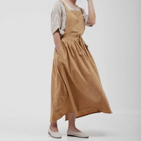 Celemek Putri Polos Linen Katun Mode Korea Seni Wanita Toko Bunga Teh Susu Multi Guna Celemek Jepang