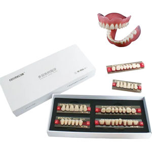 28 denti in resina a bocca piena in resina materiale dentale flessibile in resina denti finti Base dentale in resina acrilica - Product Image 1