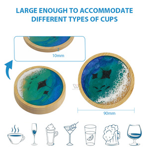 Sous-verres artistiques en résine d'acacia, ensemble de sous-verres pour la maison, le bureau, les boissons, le thé, le café, tapis pour tasses - Product Image 3