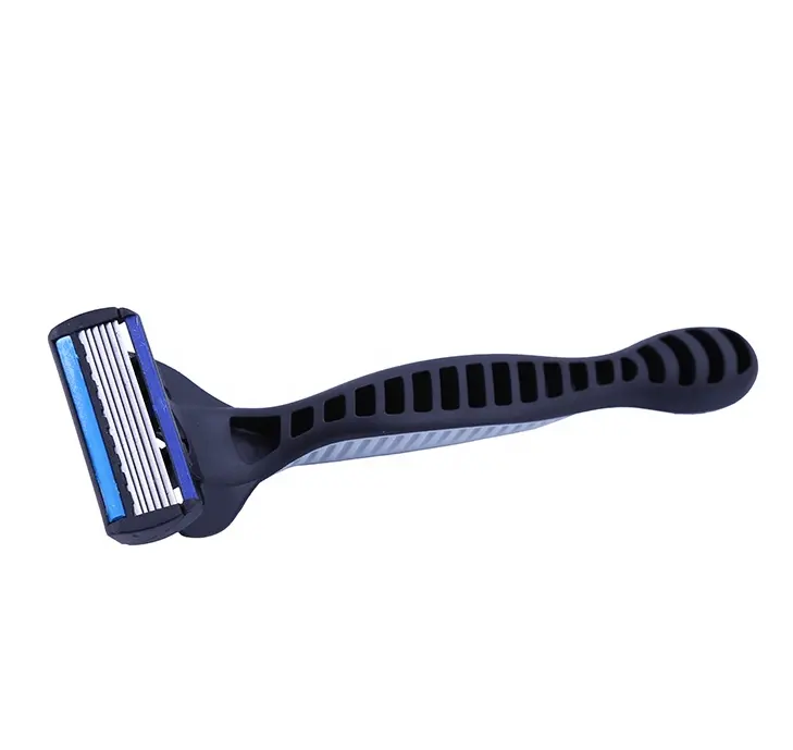 PearlMax Hot High Quality Rubber Handle Razor Removable 6 Blade Razor Shaving Stick with Lubricating Strip for Gifts