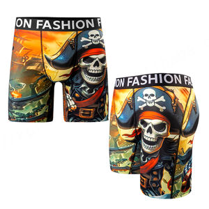 Calzoncillos bóxer de estilo europeo y americano 95% poliéster 5% Spandex ropa interior Calzoncillos Bóxer con estampado largo para hombres de alta calidad - Product Image 2