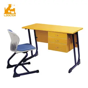 wood furniture school teacher desk with top and metal legs