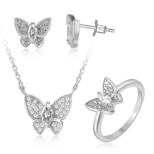 Conjuntos de joyería POLIVA, conjunto de collar de joyería de oro nupcial, Plata de Ley 925, Zirconia Aaa cúbica, elegante mariposa India blanca 8,6G - Product Image 1