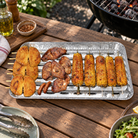 Grande plaque perforée en aluminium de 14 pouces pour barbecue, plateau jetable pour grillades de fruits de mer, légumes et viandes en extérieur