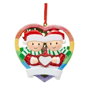 เครื่องประดับต้น<span class=keywords><strong>คริสต์มาส</strong></span>เรซิ่นรูปหัวใจสีรุ้งสำหรับคู่รัก ตกแต่งแขวนสำหรับวันหยุด พร้อมสลักชื่อได้ - Product Image 5