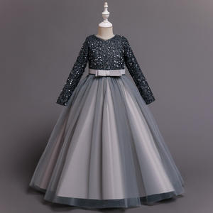 Belle <span class=keywords><strong>robe</strong></span> de princesse à nœud papillon pour petites filles tendance de la mode paillettes de luxe vêtements pour enfants robes de soirée longues de mariage pour enfants - Product Image 5