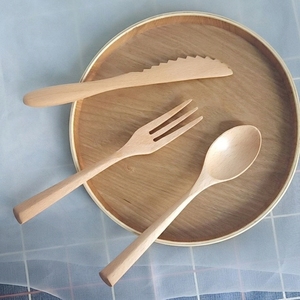 Juego de Cubiertos de Madera de Haya Sólida Reutilizable, Resistente al Calor de -10 a 160 Grados Celsius, Antimoho, en Varios Tamaños de 19 CM, Cuchara, Tenedor y Cuchillo - Product Image 2