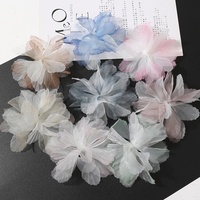 Bunga Tulle 3D Buatan Tangan dari Organza, Bunga Artifisial untuk Aksesoris Rambut DIY