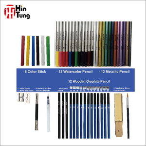 Hintung 52PCs Juego de lápices para dibujar y dibujar en estuche de nylon con colores vibrantes y plomo suave como suministros de arte - Product Image 4