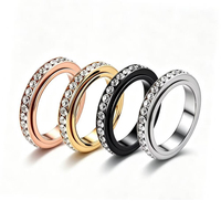 Cincin Fidget Anti-Kecemasan 4mm, Hilangkan Kecemasan Anda, Cincin Spinner Baja Anti Karat, Cincin Zirkonia Kubik, Perhiasan, Hadiah