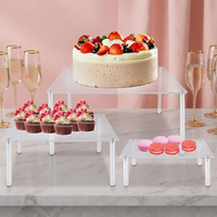 Présentoir à gâteaux carré en acrylique transparent pour commandes en gros, ensemble de présentoirs à desserts multi-tailles, fourniture directe usine pour les commerçants en mariages et événements