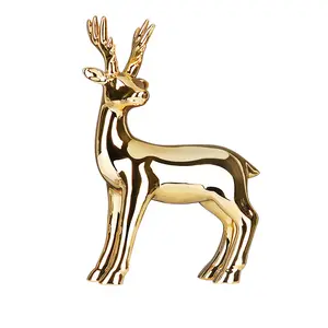 Elektrolizle altın geyik heykelcik özel hediyeler seramik masa süslemeleri noel dekorasyon malzemeleri