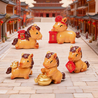 Figurines de chevaux miniatures en résine assorties en gros, ornements porte-bonheur du zodiaque chinois pour micro-paysages, décoration intérieure et artisanat DIY