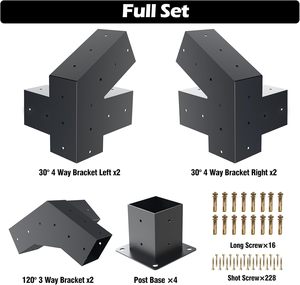 <span class=keywords><strong>Kit</strong></span> de pergola avec supports <span class=keywords><strong>Kit</strong></span> de support d'extension mural pour toit incliné à 30 ° Supports à 4 voies pour cabane en rondins de pergolas - Product Image 2