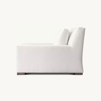 Fauteuil en lin blanc de luxe moderne AH avec repose-pieds, siège large et confortable, fauteuil rembourré pour salon, mobilier d'hôtel