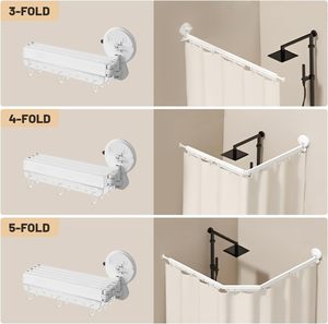 CF <span class=keywords><strong>tringle</strong></span> à rideau de douche pliable à 360 ° pour salle de bain, cintre rétractable, porte-linge - Product Image 4
