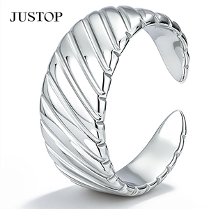 JUSTOP Women's 925 Silver Plated Flower Shell Cocktail <b>Ring</b> Classic Daily Wear Jewelry Gift - Product Image 6