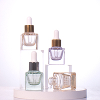 15 ml Farbige leere quadratische ätherische Öl flasche gefrostete kosmetische Glas Haaröl Tropf flasche