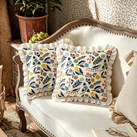Housse de coussin 100% coton à volants, imprimé floral rétro coloré, style bohème, pour canapé, chambre, décoration intérieure