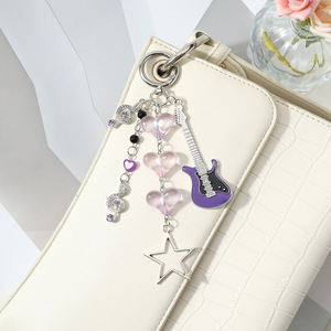Hoge kwaliteit multi-kleurige waterdiamant noten liefde ster gitaar strijkstok DIY sleutelhanger tas hanger - Product Image 5