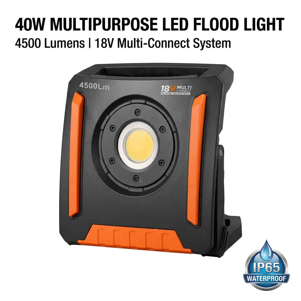 18V Cordless LED Flood Light Multi Brand Battery Compatible Heavy Duty Work Light Job Site Use