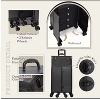 Maleta de Maquillaje con Ruedas y Riel Deslizante, Capa Central Extraíble con Llave, Ruedas Giratorias, Maleta para Salón de Belleza y Barbería