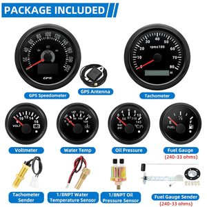Nouveau compteur de vitesse GPS SX-TECH 6 pour bateau, 3-3/8 pouces, 200 km/h, avec tachymètre, pression d'huile/niveau de carburant, température de l'eau, voltmètre, jauge automobile - Product Image 6