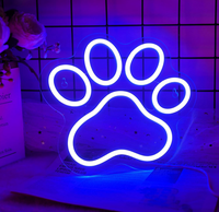 Enseigne néon LED dimmable Patte de Chien et Chat, motif empreinte de patte de chiot, pour décoration murale