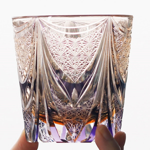 11 oz luxe japonais Edo Kiriko verre gravé whisky gobelet à l'ancienne violet ambre roches glacées 320ml avec boîte-cadeau - Product Image 6