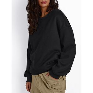 Trendy Queen 2025, Jersey holgado de manga larga para mujer, con capucha Sudadera, forro de Sherpa, sudaderas de lana de invierno, trajes, cuello redondo, cuello redondo - Product Image 5