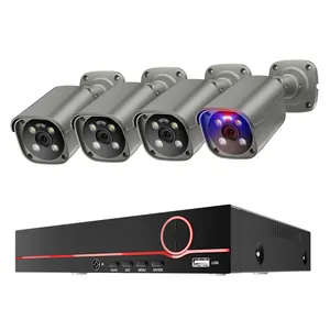 전문 4K 보안 시스템 키트 비디오 감시 컬러 나이트 비전 Poe Cctv 카메라 Nvr 키트