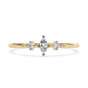 Bague de fiançailles solitaire en or jaune avec diamant de laboratoire taille marquise, certifiée IGI, pour usage quotidien unisexe - Product Image 2