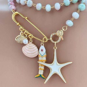 TK-C356 Collier <span class=keywords><strong>fantaisie</strong></span> bohème à <span class=keywords><strong>perles</strong></span> de cristal double couche pour femme avec grand pendentif épinglette coquillage marin et poisson pour les vacances d'été - Product Image 6