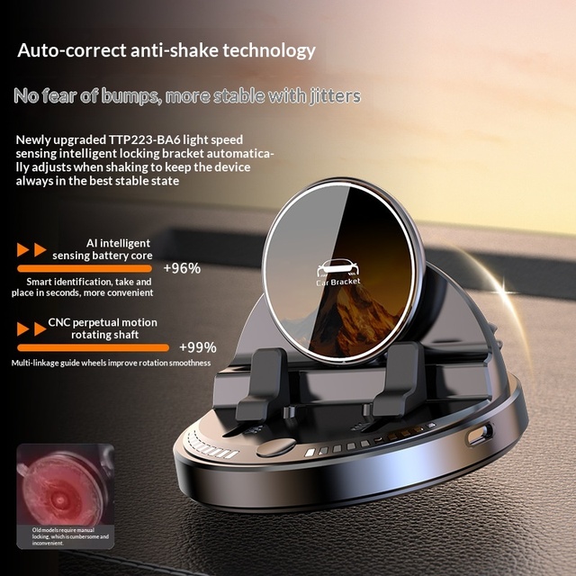 2026 New Wireless Charger Electric Clamping Anti Shake Navigation Special Dashboard Car Mobile Phone Holder